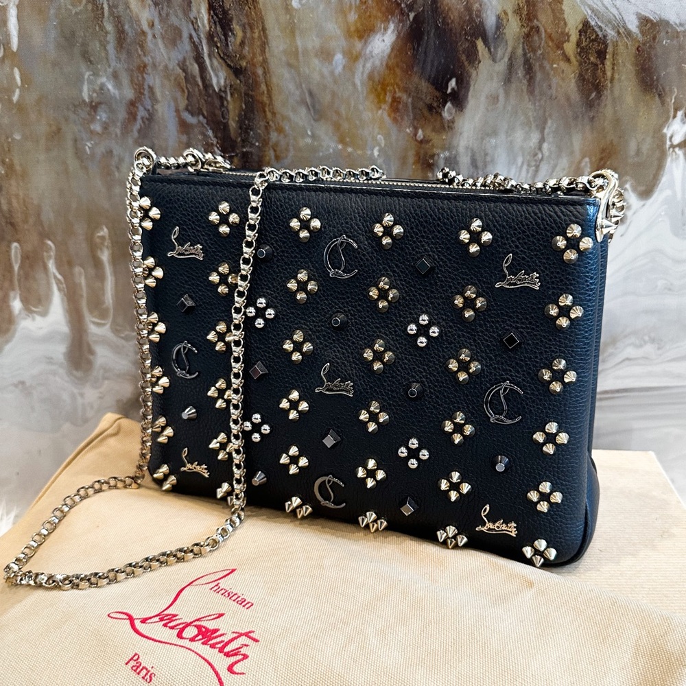 Christian Louboutin Triloubi Spiked Monogram Chain Shoulder Bag